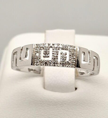 Greek key deals diamond ring