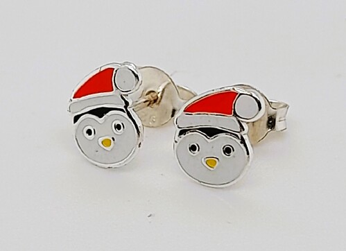 Jewellery Centre Sterling Silver Enamel Christmas Penguin Earrings
