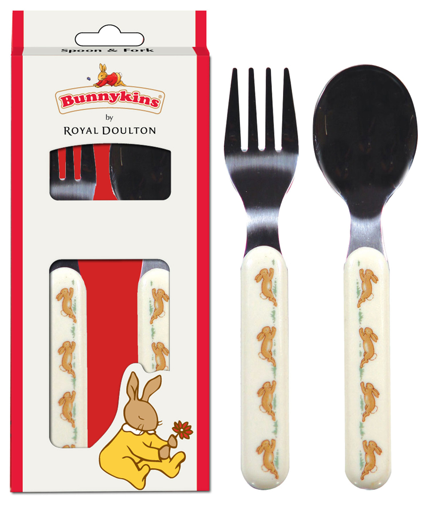   Bunnykins カトラリーセット Bunnykins Stainless Steel and Melamine Spoon and Fork Set