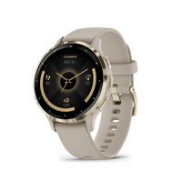 Garmin Venu® 3S, Soft Gold Stainless Steel Bezel with French Gray Case and Silicone Band