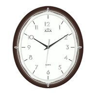 Wall Clock Oval Silver and Bronze Trim Arabic Numerals Cream Dial  CL03A-6887C