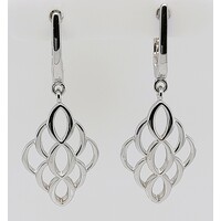 Breuning Sterling Silver Rhodium Plated Honeycomb Link Drop Earrings