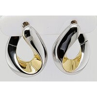 Breuning Two Tone Huggie Style Hoop Earrings