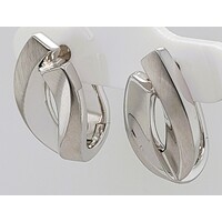 Sterling Silver Satin and Polished Huggie Style Earrings