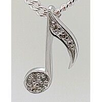 Sterling Silver Diamond Set Musical Note Pendant