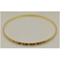 9 Carat Yellow Gold 65mm Solid Engraved Round Bangle