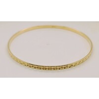 9 Carat Yellow Gold 65mm Solid Engraved Round Bangle