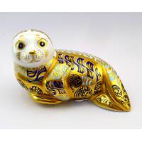Royal Crown Derby Limited Edition Harbour Seal Paperweight with Gold Basal Stopper No. 1805