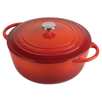PyroChef 20cm/2litre Chilli Red Enamelled Cast Iron Round French Oven