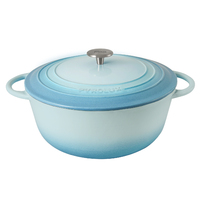 PyroChef 24cm/4litre Duck Egg Blue Enamelled Cast Iron Round French Oven