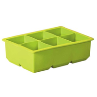 Green Silicone 6 Cup King Ice Cube Tray
