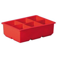 Red Silicone 6 Cup King Ice Cube Tray