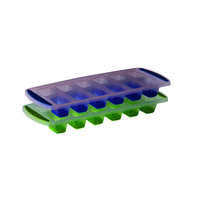 Set of 2 Blue/Green 12 Cup Pop Release Ice Cube Tray