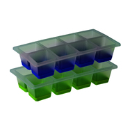 Set of 2 Blue/Green 8 Cup Pop Release Ice Cube Tray
