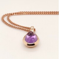 Rose Gold Plate Sterling Silver Amethyst Pendant