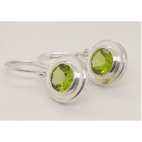 Bastian Sterling Silver Rub-over Set Peridot Drop Earrings