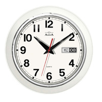 White Round Wall Clock with Day and Date - CL13-A2928A