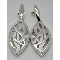 Breuning Sterling Silver Marquise Shaped Drop Earrings 