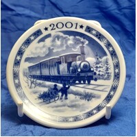 Royal Copenhagen 2001 Christmas Plaquette The Old Train at Bandholm 1401702 - CLEARANCE
