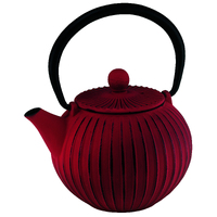 Cast Iron Red Ribbed 500ml Teapot With Infuser