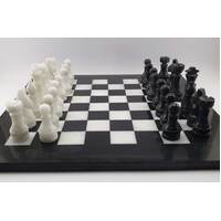 38cm Natural Black and White Onyx Stone Chess Set