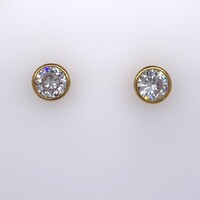 Sterling Silver Yellow Plated Cubic Zirconia Earrings
