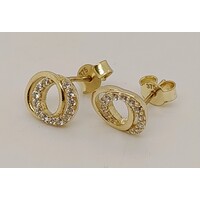 9 Carat Yellow Gold Cubic Zirconia Stud Earrings