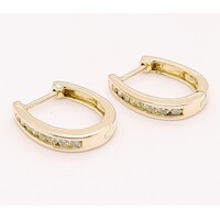 9 Carat Yellow Gold Diamond Set Huggie Earrings