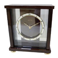 Lacquered Timber and Glass Mantle Clock with Roman Numerals - CL22-J8845