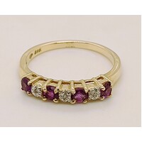 9 Carat Yellow Gold Amethyst and Diamond Dress Ring AUS Size P