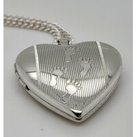 Sterling Silver Footprints in the Sand Heart Shaped Locket