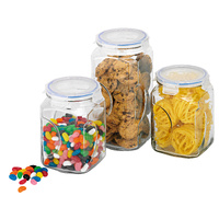 Glasslock 3 Piece Storage Tempered Glass Canister Set