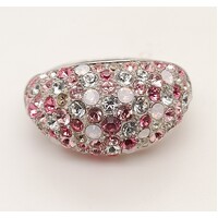 Chamilia Pink Crystal Dome Sterling Silver Ring Size Q