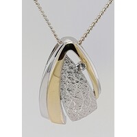 Sterling Silver & 9 Carat Yellow Gold Plate White Sapphire Slider Pendant - CLEARANCE