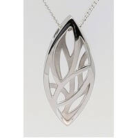 Breuning Sterling Silver Marquise-Shaped Polished and Satin Finished Pendant