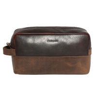 Brown Vintage Leather Toiletry Bag with Handle