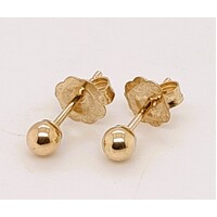 9 Carat Yellow Gold 3mm Ball Studs