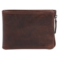 Vintage Bi-fold Half Zip Around Brown Leather Wallet