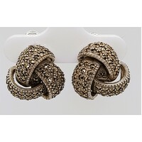 Sterling Silver Marcasite Knot Pierced or Clip-on Earrings