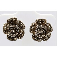 Marcasite Rose Stud Earrings
