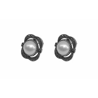 Marcasite and Mabe Pearl Stud Earrings