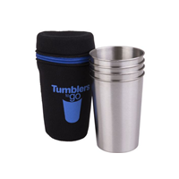 Set of 4 Stainless Steel 350ml 'Tumblers to Go' with Case