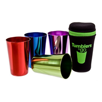 Set of 4 Assorted Colours 365ml 'Tumblers to Go' with Case