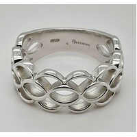 Breuning Sterling Silver Honeycomb Patterned Ring AUS Size N