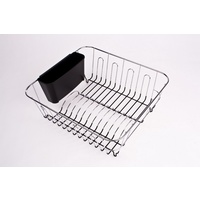 Small Chrome/PVC 36.5 x 32.3 x 14.3cm Dish Drainer with removable cutlery Caddy