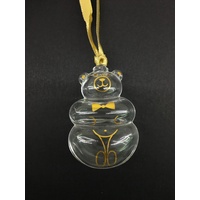 Holmegaard Golden Christmas Crystal with 24 Carat Gold Teddy Bear Decoration - CLEARANCE