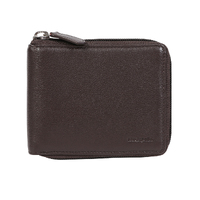 Vintage Bi-fold with Zip Around Soft Nappa Brown Leather Wallet