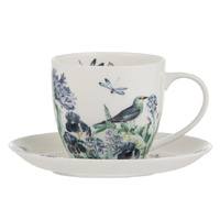 Ashdene Iris Garden Collection White 260ml Fine Bone China Cup & Saucer