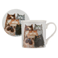 Ashdene Kim's Cats Fluffy Five Mug & Coaster Set
