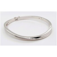 Breuning Sterling Silver Oval Hinged Bangle with Safety Catch